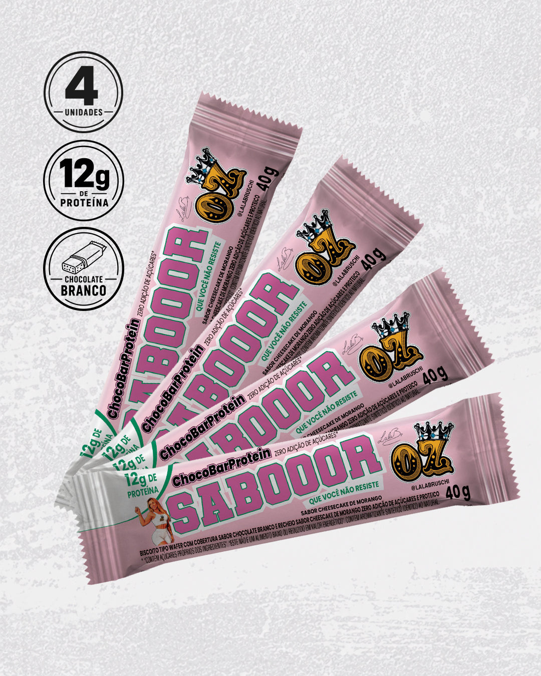 SABOOOR – CHOCOBAR BRANCO COM CHEESECAKE DE MORANGO